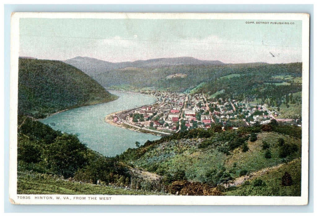 c1910s Aerial View from the West Hinton West Virginia WV Posted Postcard