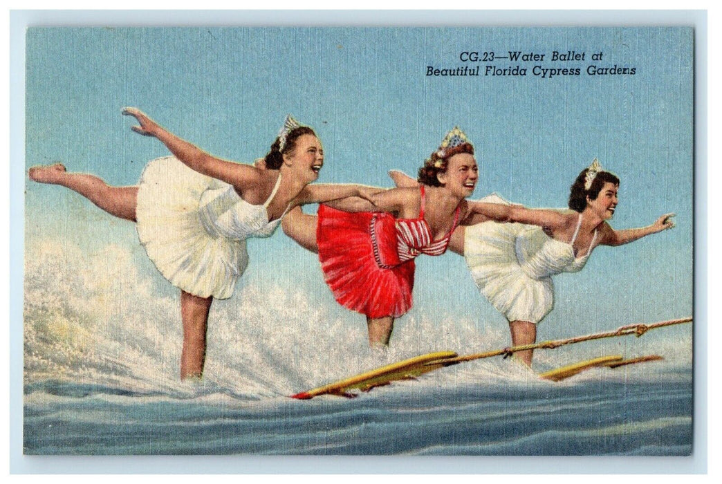 c1940's Water Ballet At Beautiful Florida Cypress Gardens Winter FL Postcard