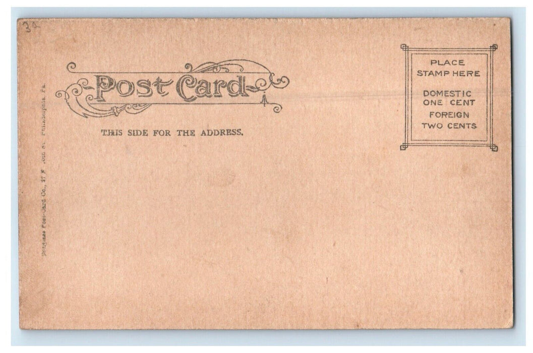 c1905 American Girl On Couch Flag Patriotic Unposted Antique Postcard