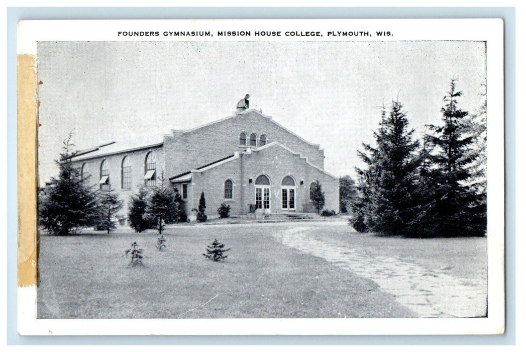 Founders Gymnasium Mission House College Plymouth Wisconsin WI Vintage Postcard