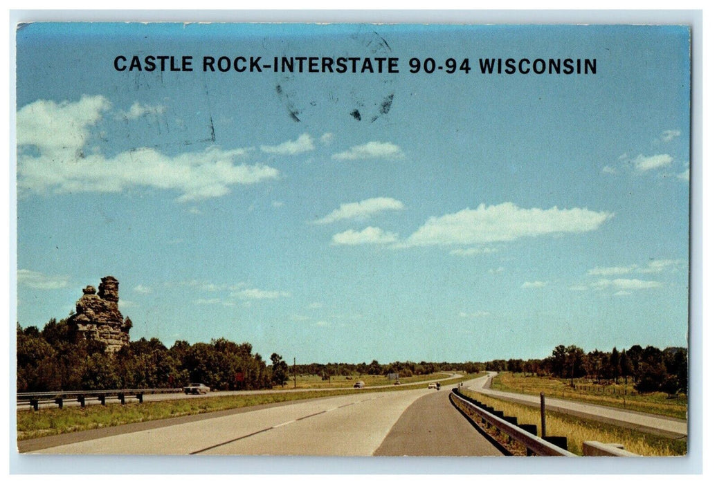 1972 Castle Rock On Interstate 90-94 Wisconsin WI, Road View Vintage Postcard