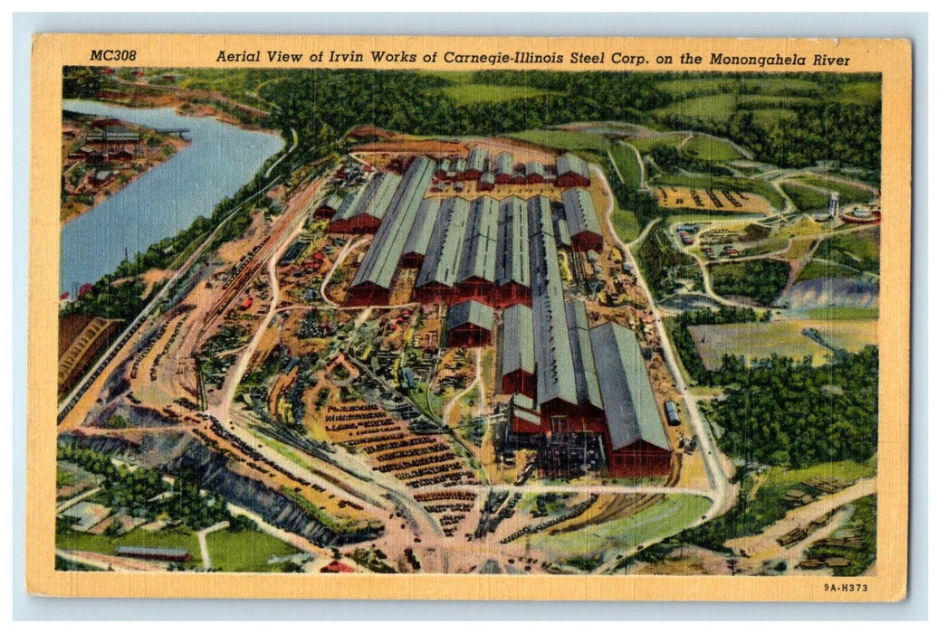 c1930s Aerial View of Irvin Works of Carnegie Illinois Steel Corp PA Postcard