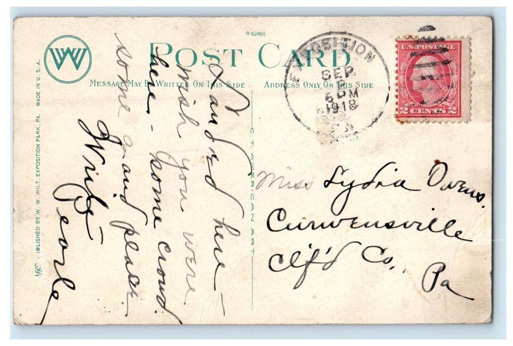 1918 Busy Day, Exposition Park, On Conneaut Lake Pennsylvania PA Postcard