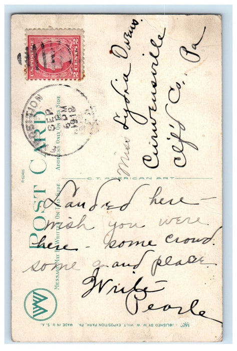 1918 Busy Day, Exposition Park, On Conneaut Lake Pennsylvania PA Postcard