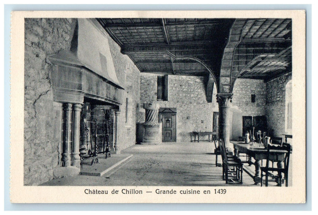 c1920s Chateau De Chillon - Grande Cuisine en 1439 Switzerland Postcard