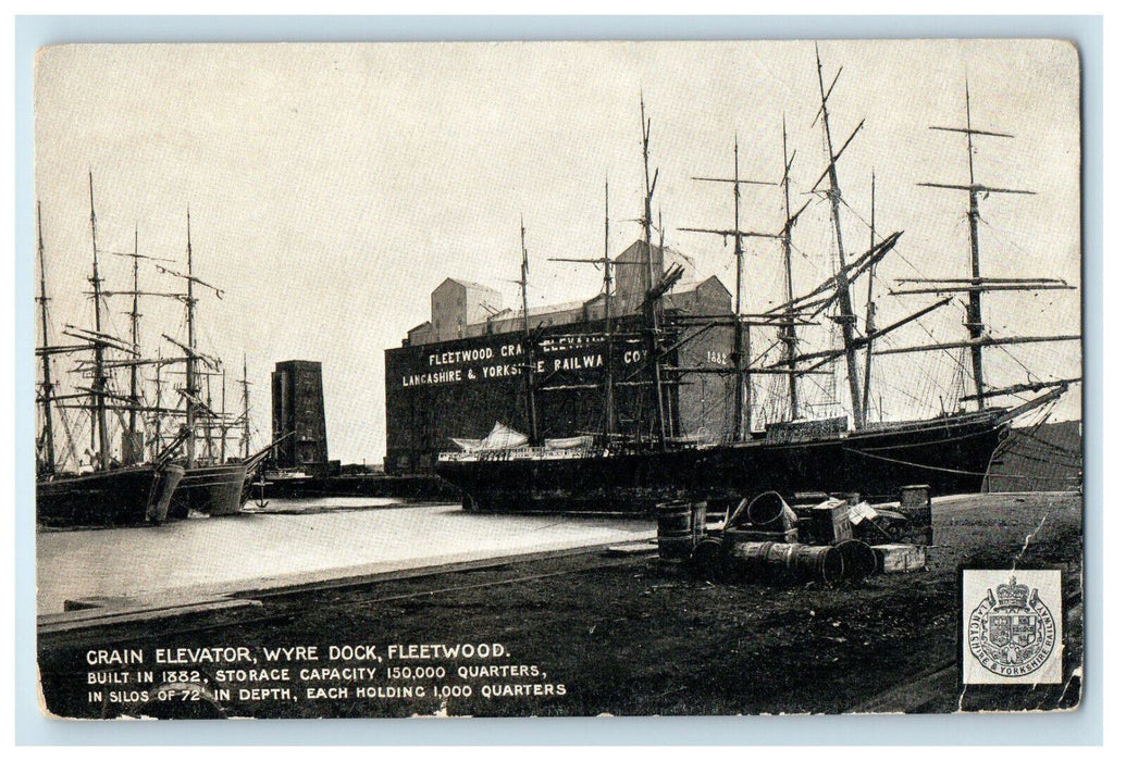 c1920 Grain Elevator Wyre Dock Fleetwood Lancashire & Yorkshire Railway Postcard