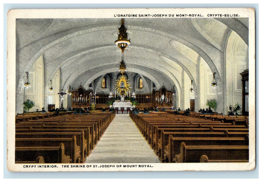 c1920s The Shrine of St. Joseph or Mount Royal Crypt Interior Canada Postcard