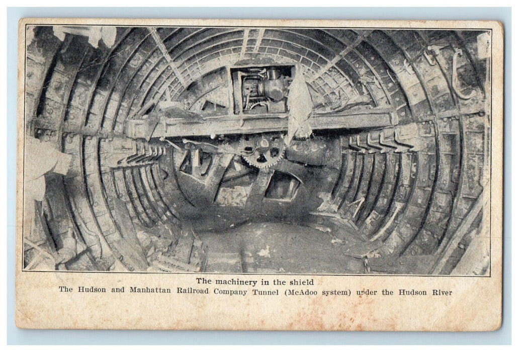 1908 The Machinery In The Shield The Hudson and Manhattan Railroad NY Postcard