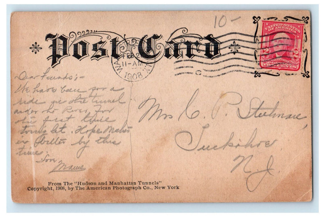 1908 The Machinery In The Shield The Hudson and Manhattan Railroad NY Postcard