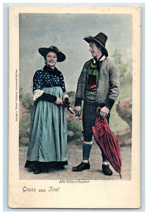 c1920s Alt Zillerthaler Gruss Aus (Greetings from) Jirol Unposted Postcard