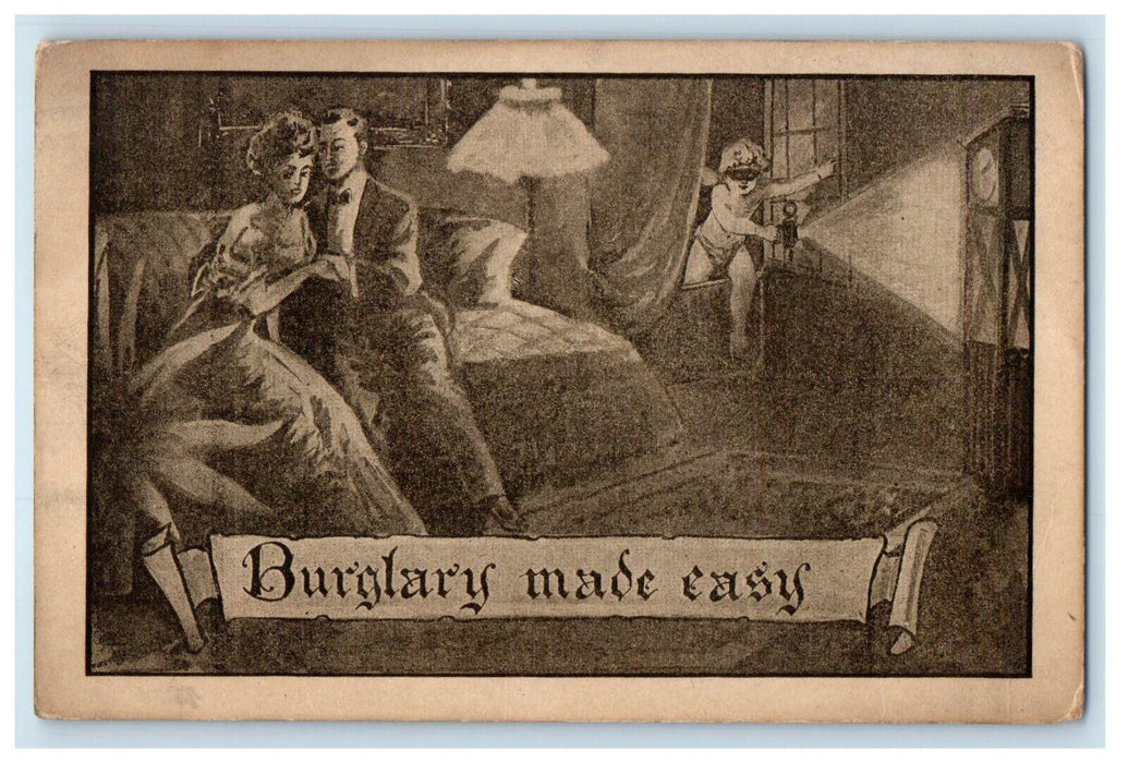1910 Couple In Bed Lamp Wierd Baby Wilkinsburg Pennsylvania PA Antique Postcard