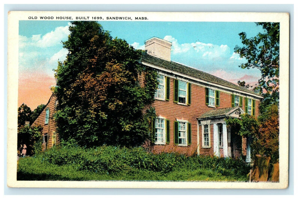 1941 Old Wood House, Built 1699, Sandwich Town, Massachusetts, MA Postcard