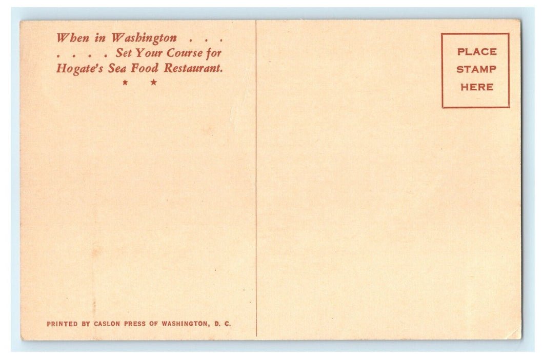 1953 North View of Main Dining Room of Hogate's Seafood Restaurant Postcard