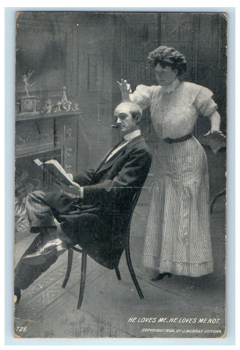 1908 Boy Pipe Girl Remove Hair Funny Humor J. Murray Jordan Antique Postcard