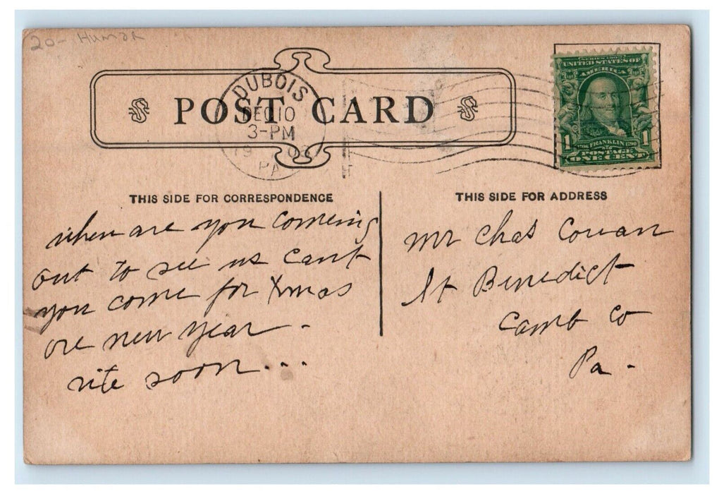 1908 Boy Pipe Girl Remove Hair Funny Humor J. Murray Jordan Antique Postcard