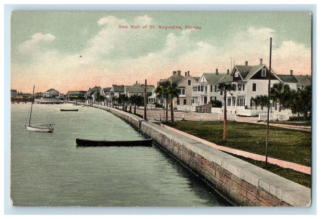 c1910 Seawall of St. Augustine Florida FL Unposted Antique Postcard