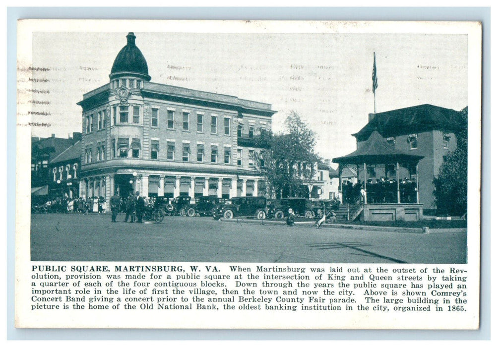 1940 Public Square Martinsburg West Virginia WV Posted Vintage Postcard