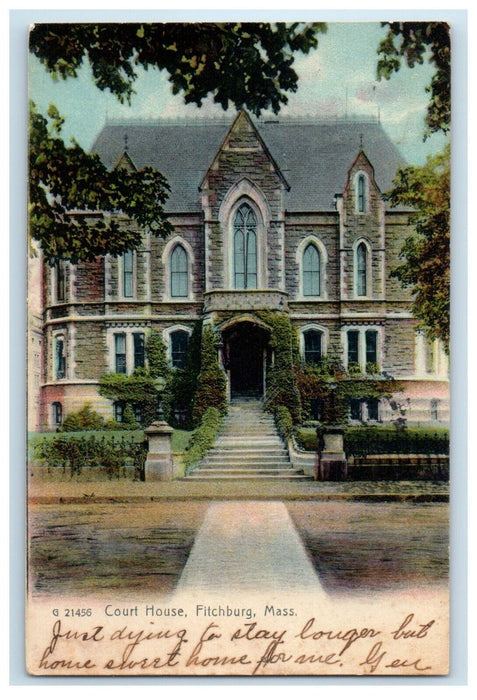 1909 Court House Front View Fitchburg Massachusetts MA Posted Antique Postcard