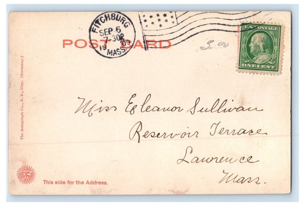 1909 Court House Front View Fitchburg Massachusetts MA Posted Antique Postcard