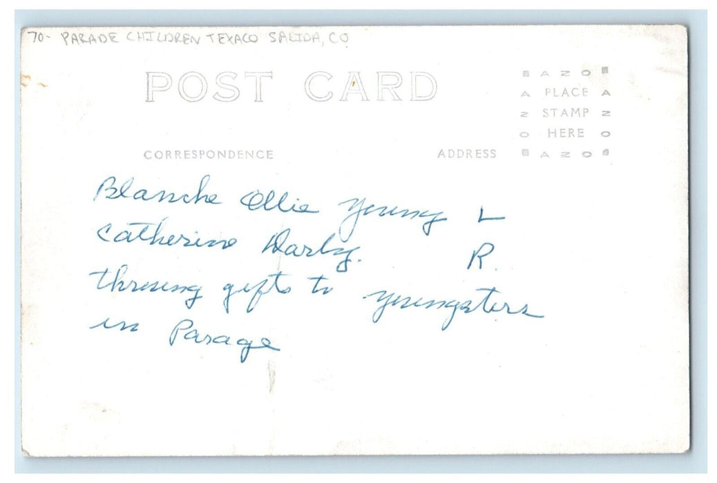 Sudden Service Parade Children Texaco Salida Colorado CO RPPC Photo Postcard