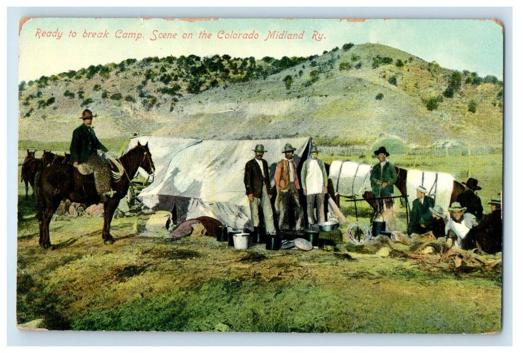c1910's Ready To Break Camp Scene On The Colorado Midland Ry Antique Postcard
