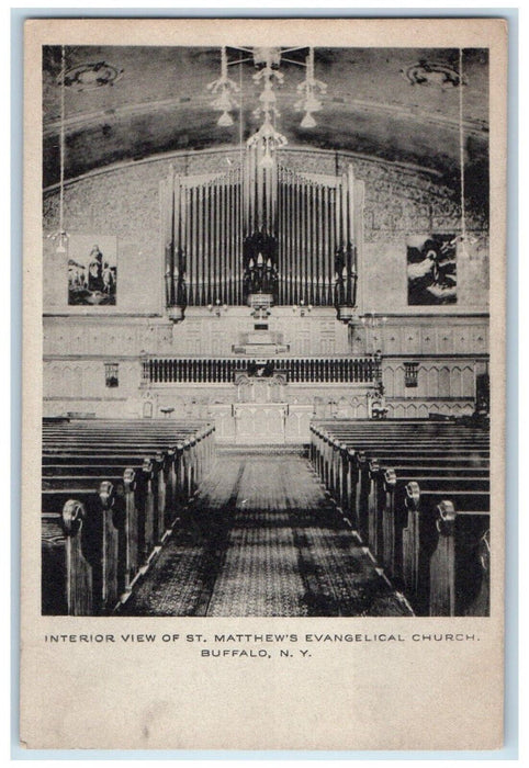 c1910 Interior View of St. Matthew's Evangelical Church Buffalo NY Postcard
