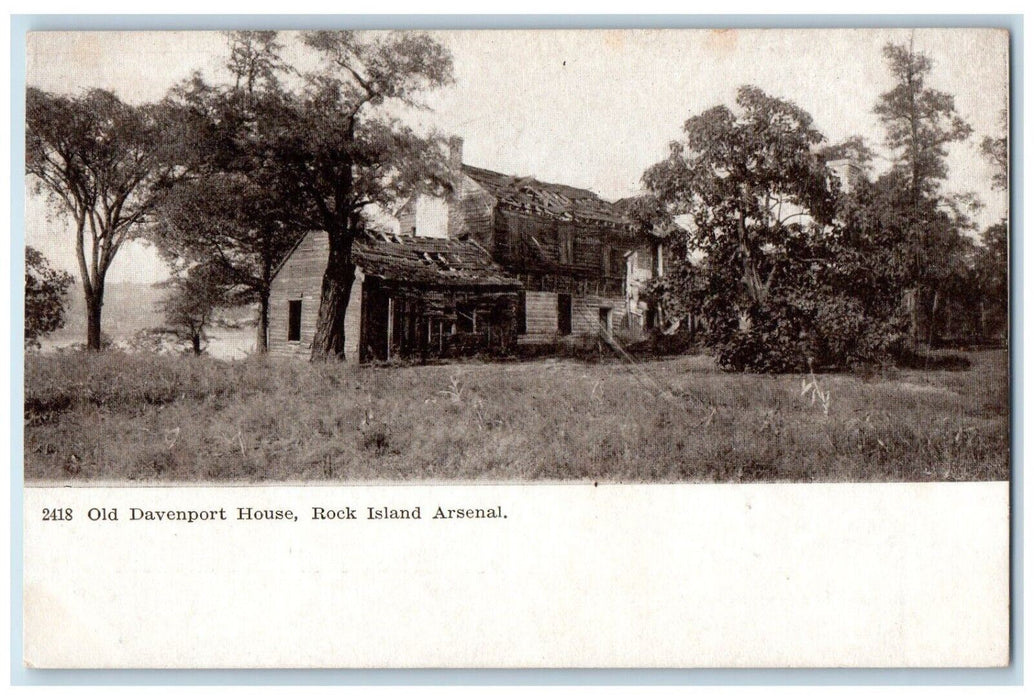 c1910 Old Davenport House, Rock Island Arsenal Illinois IL Antique Postcard