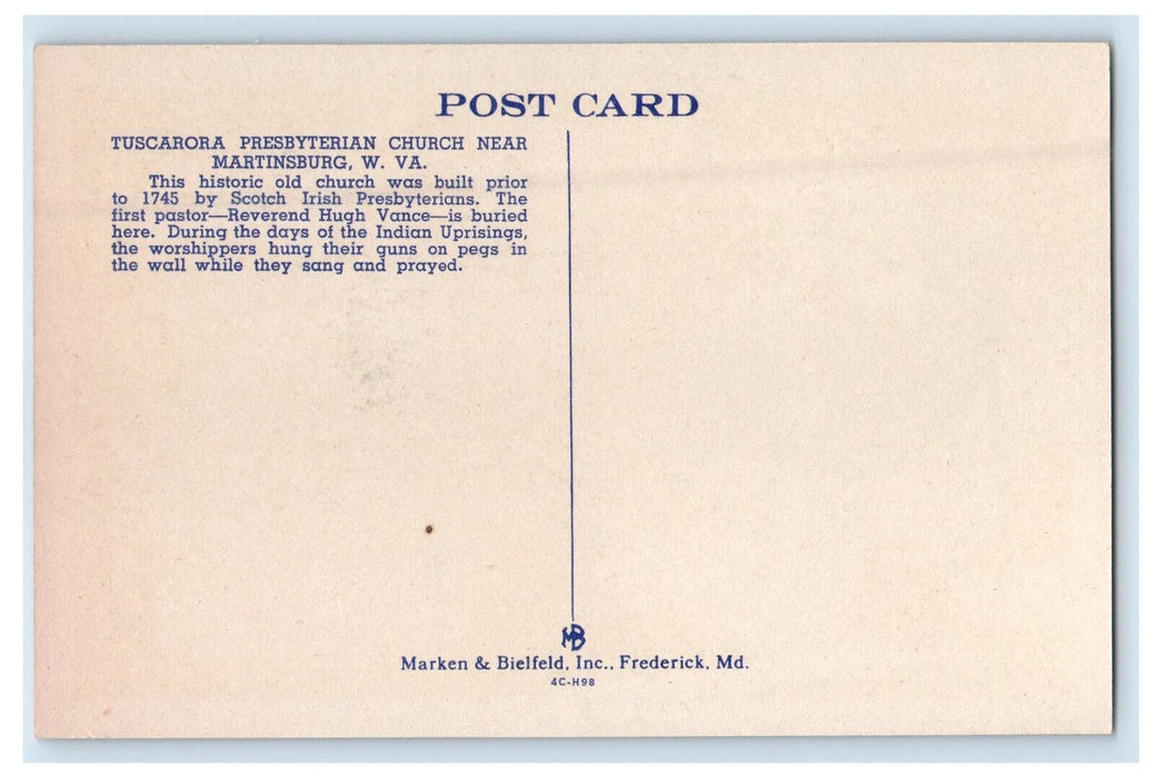 c1940s Tuscarora Presbyterian Church Martinsburg WV Unposted Postcard