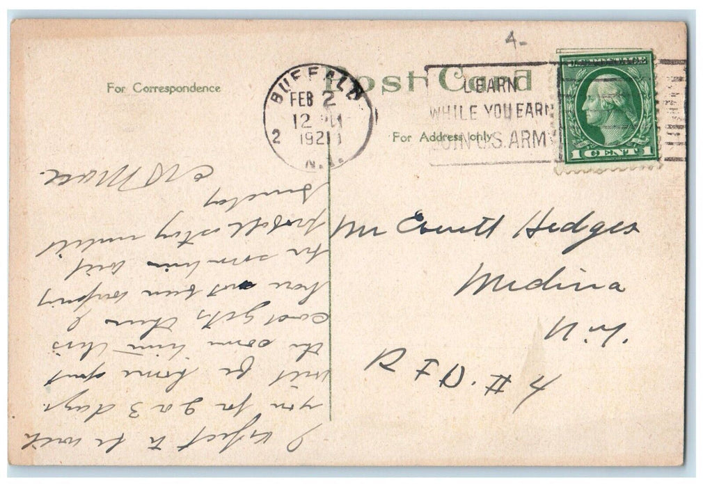 1921 New Masten Park High School By Moonlight Buffalo New York NY Postcard