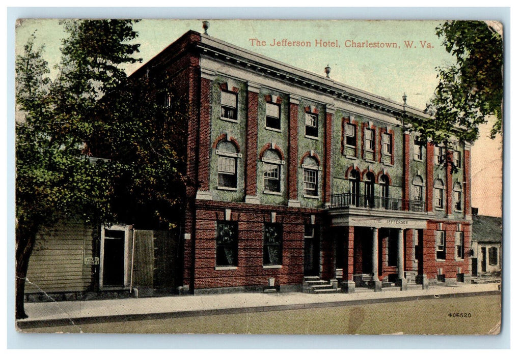 c1910 The Jefferson Hotel Charlestown West Virginia WV Posted Postcard