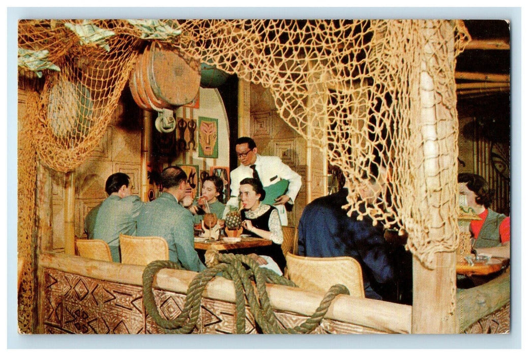The Polynesian Village Somerset Hotel Restaurant Boston MA Vintage Postcard