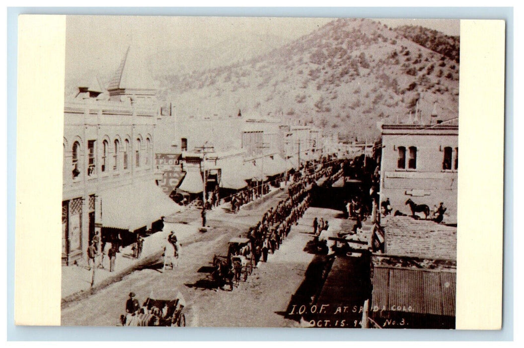 I. O. O. F. Parade At Salida Colorado CO, Showing Tenderfoot Hill Postcard