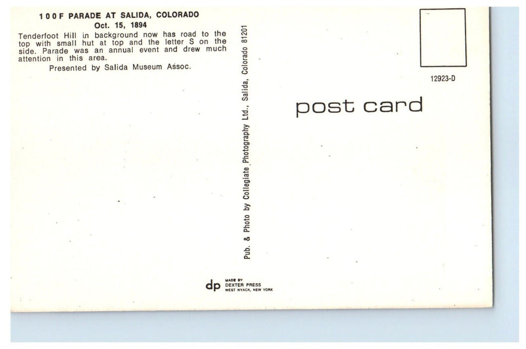I. O. O. F. Parade At Salida Colorado CO, Showing Tenderfoot Hill Postcard