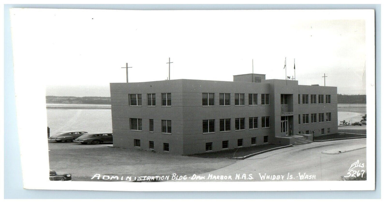 Administration Building Dak Harbor N.A.S Whidbey Island WA RPPC Photo Postcard