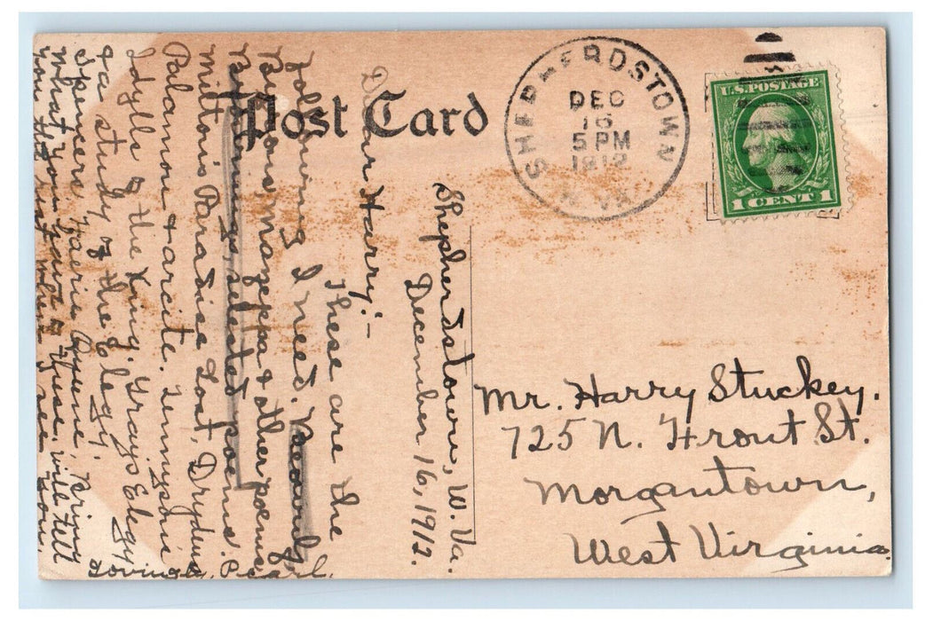 1912 The Horseshoe Bend Potomac River Shepherdstown WV Posted Postcard