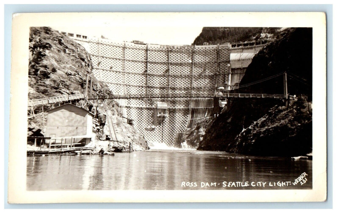 c1930's Ross Dam Seattle City Light Washington WA RPPC Photo Webber Postcard