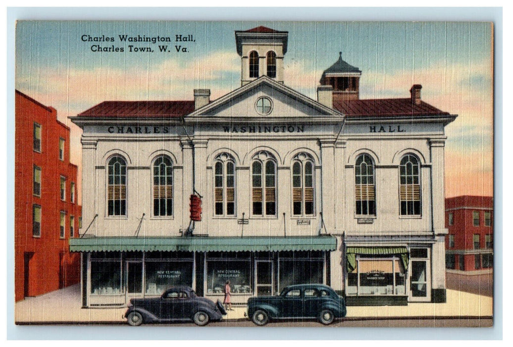 c1940s Charles Washington Hall, Charlestown West Virginia WV Postcard