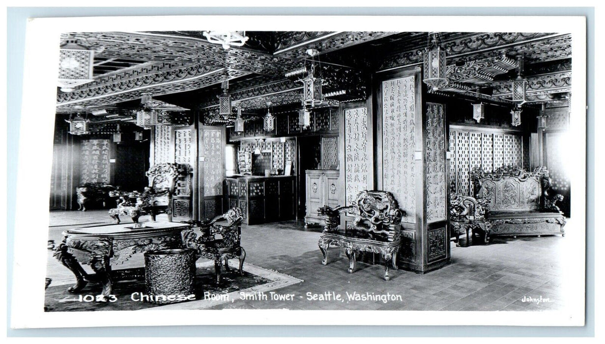 c1950's Chinese Room Smith Tower Seattle Washington WA RPPC Photo Postcard