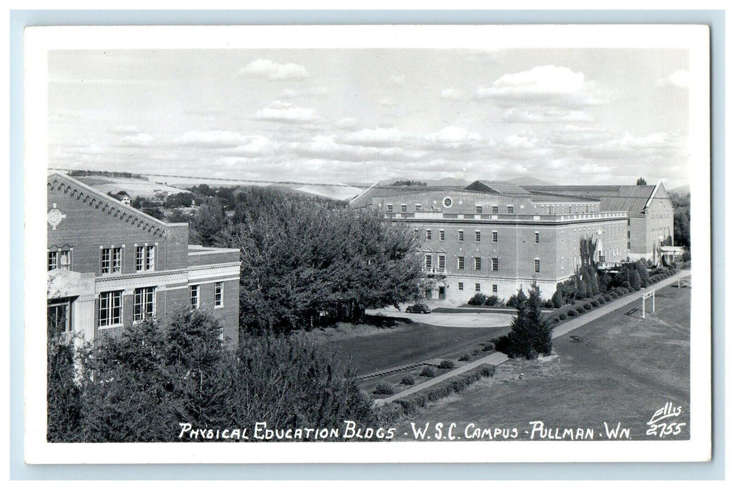 1931 Physical Education Bldgs W.S.C. Campus Pullman WA RPPC Photo Postcard