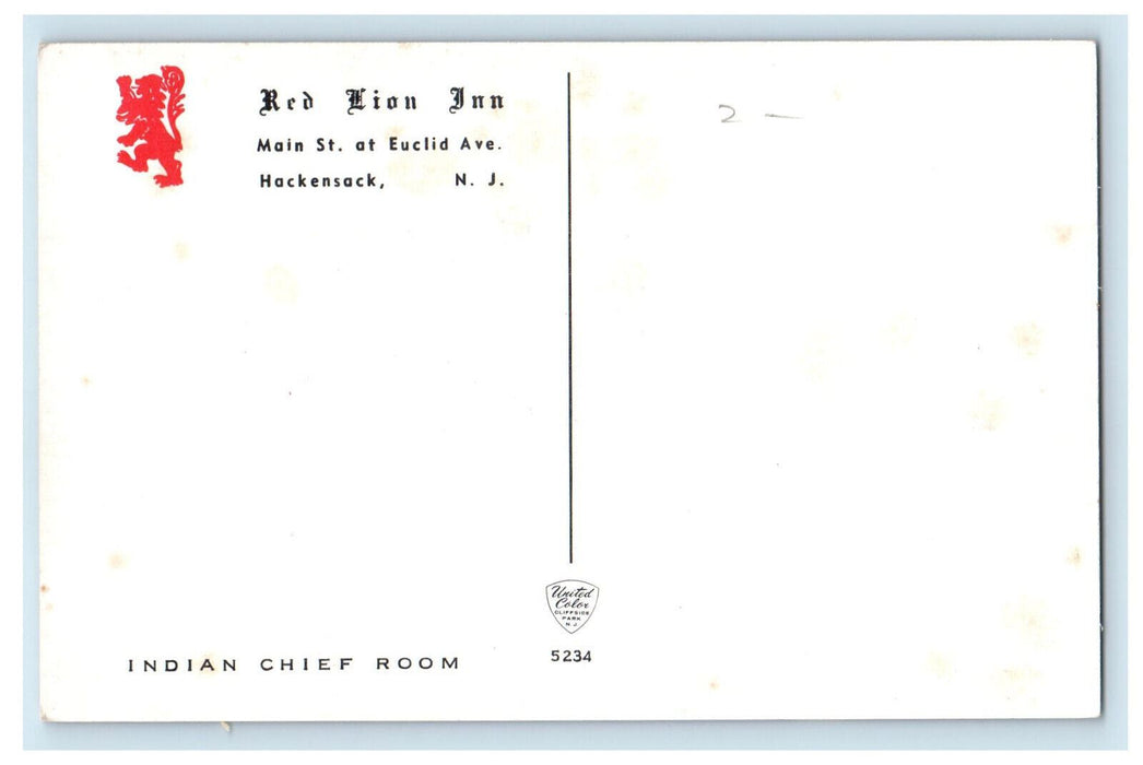 c1960s Interior Indian Chief Room Red Lion Inn Avenue Hackensack NJ Postcard