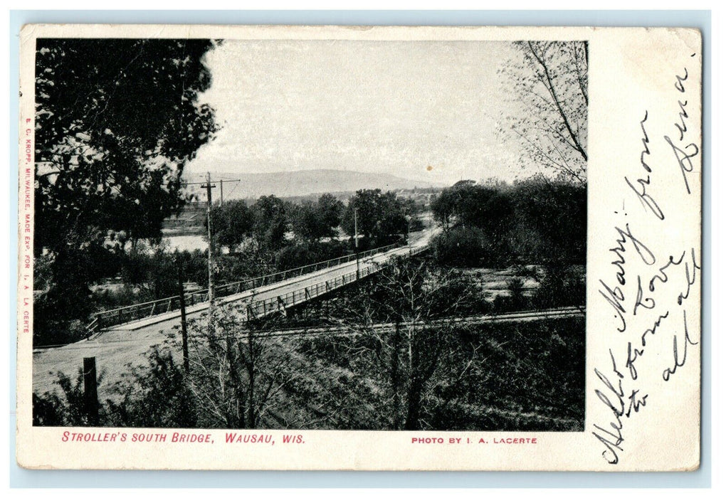 1908 Stroller's South Bridge, Wausau, Wisconsin WI Antique Postcard