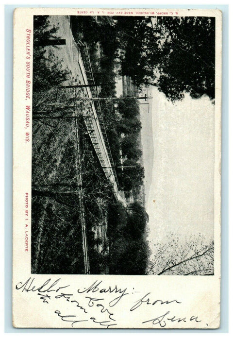 1908 Stroller's South Bridge, Wausau, Wisconsin WI Antique Postcard