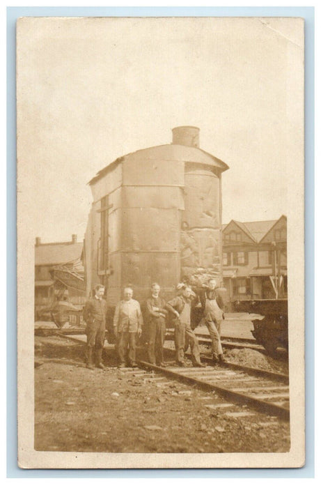 c1910 Railroad Crane Workers New York NY Unposted RPPC Photo Postcard