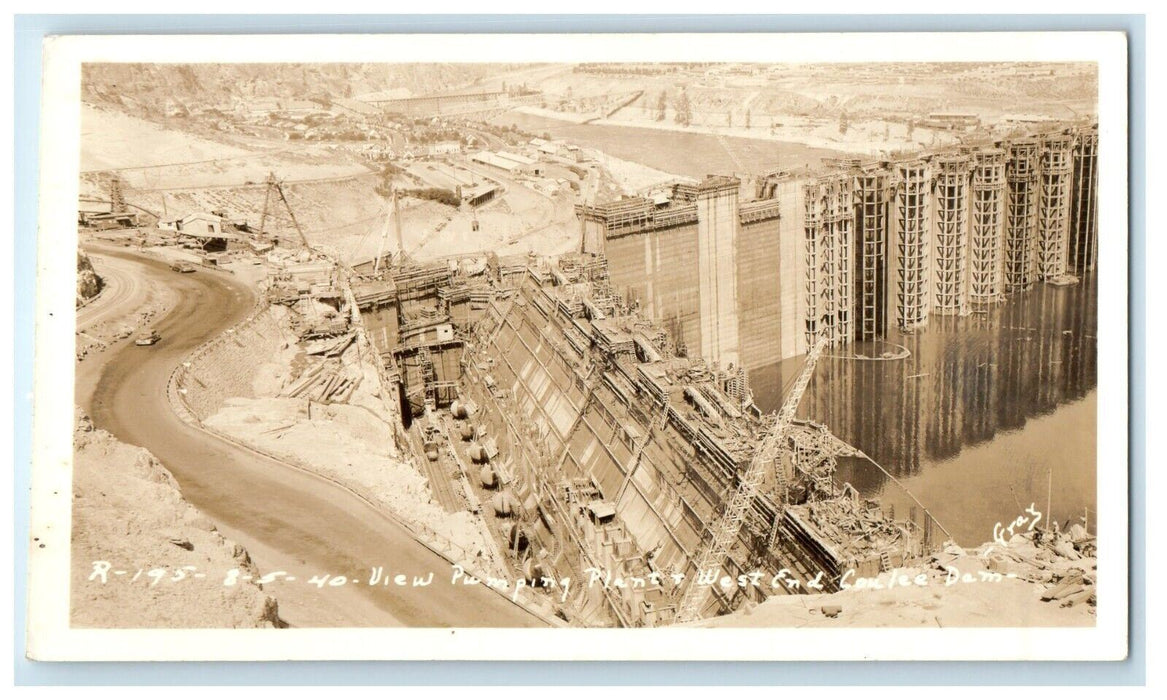 c1940's Coulee Dam Pumping Station West End Washington WA RPPC Photo Postcard