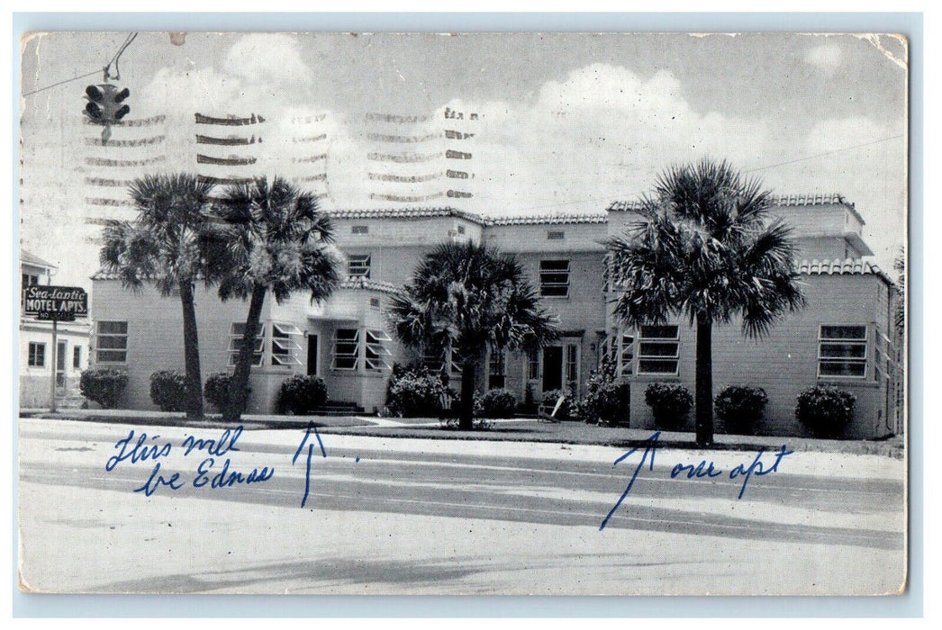 1955 Sea Lantic Motel Apartments Street View Dayton Beach Florida FL Postcard