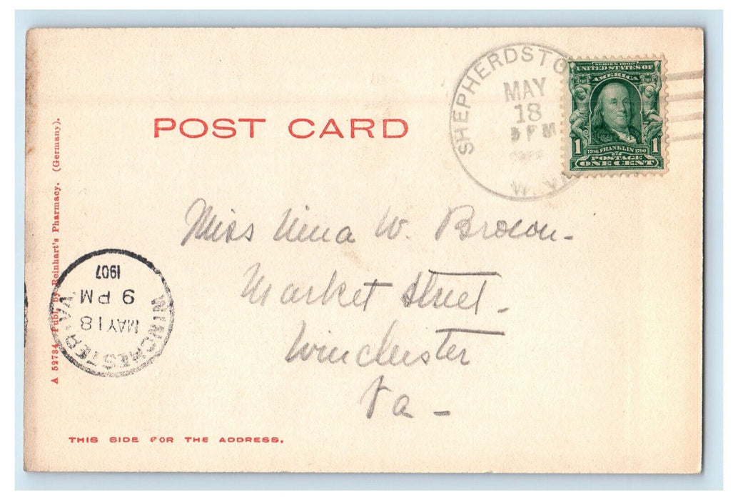 1907 Episcopal Church Shepherdstown West Virginia WV Posted Antique Postcard