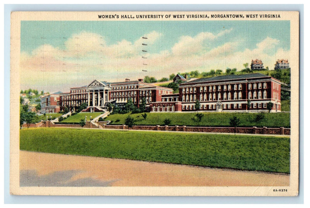 1937 Women's Hall, University of West Virginia Morgantown WV Posted Postcard