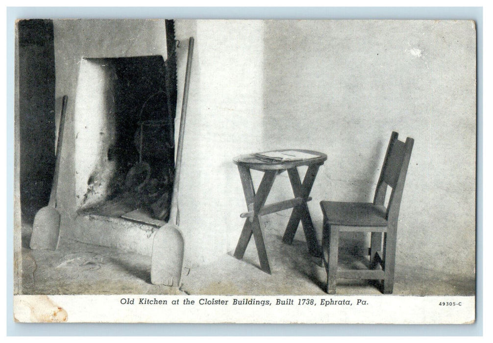 c1940s Old Kitchen at the Cloister Buildings Ephrata PA Vintage Postcard