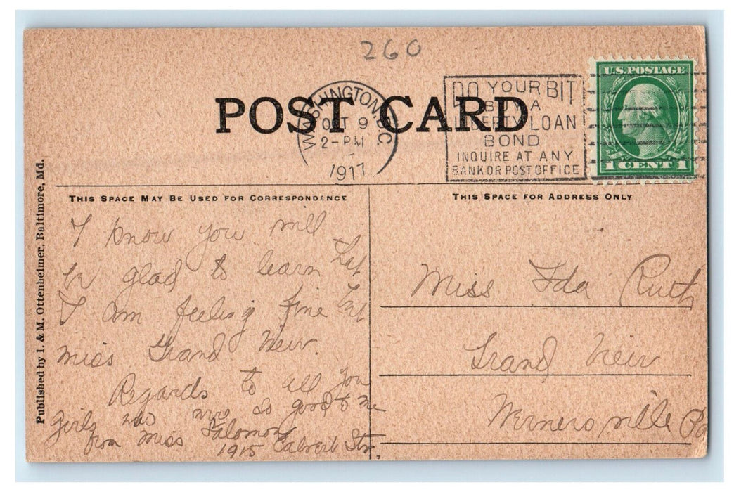 1917 Scene in Rock Creek Washington DC Posted Antique Cancel Postcard