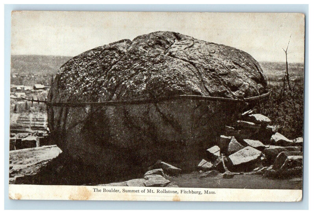 c1905 The Boulder Summet Of Mt. Rollstone Fitchburg Massachusetts MA Postcard